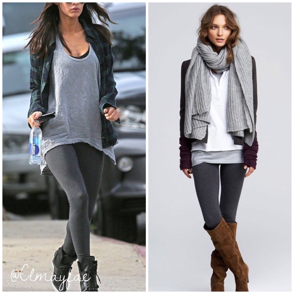 🍂{LAST1} Charcoal High Waist Fleece Leggings - Picture 2 of 6
